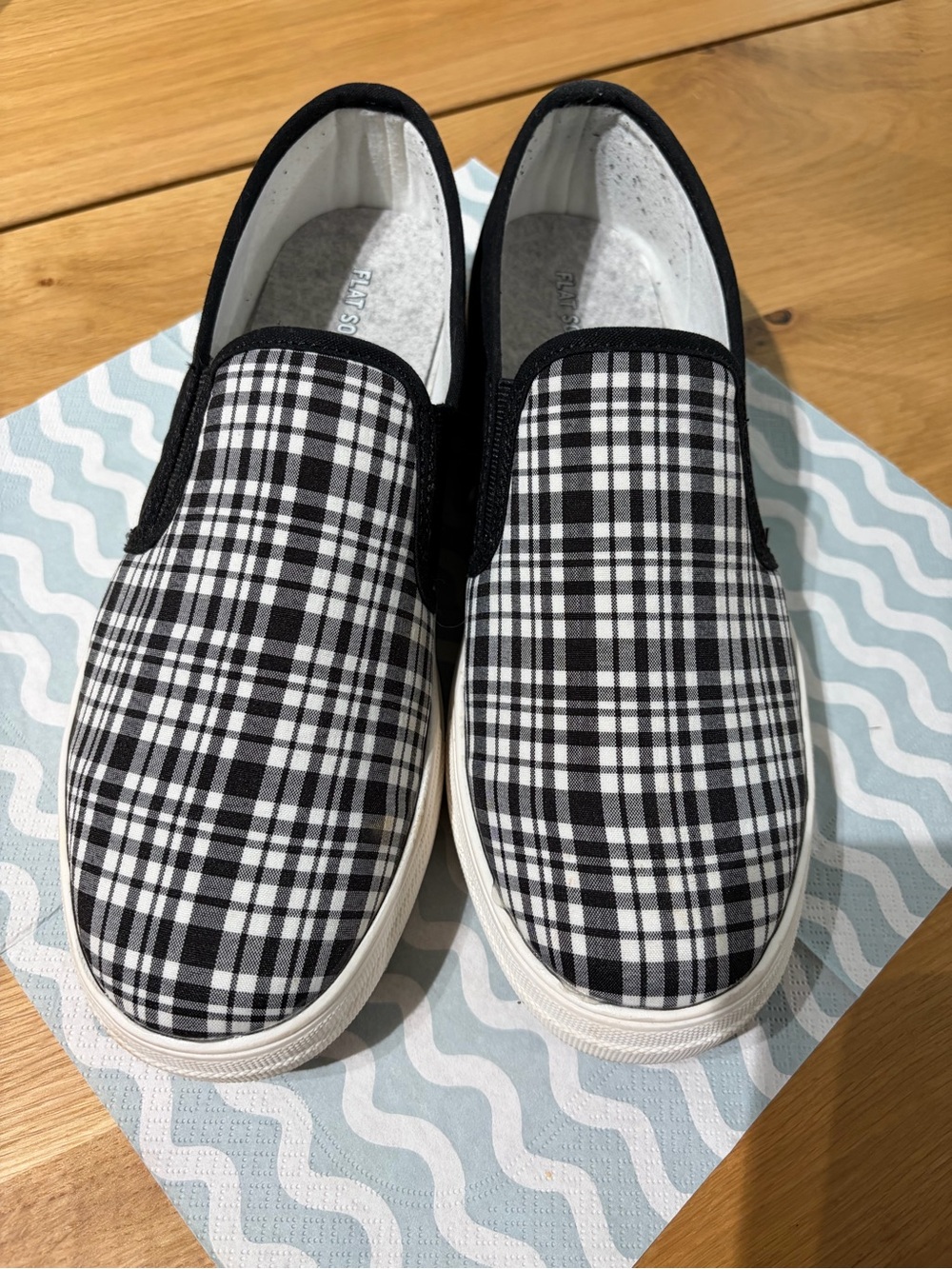 SODA Black & White Plaid Slip-On Sneakers
